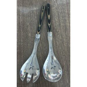 Santa Fe Stoneworks Wood Grain Stone? Inlay Salad Serving Set Of 2 Utensils Rare